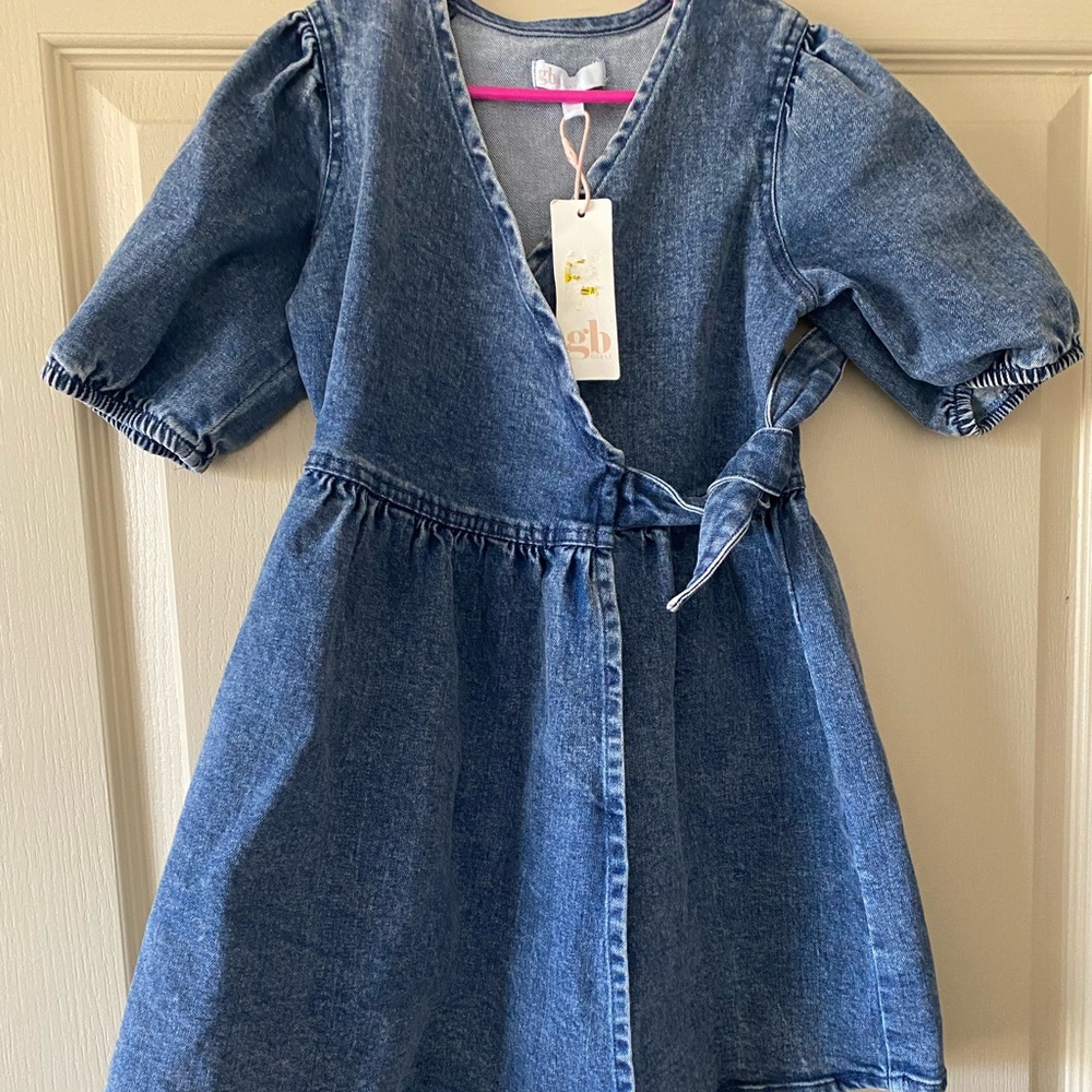 Gianni Bini Girls Blue Jean Short Sleeve Dress Size 6x